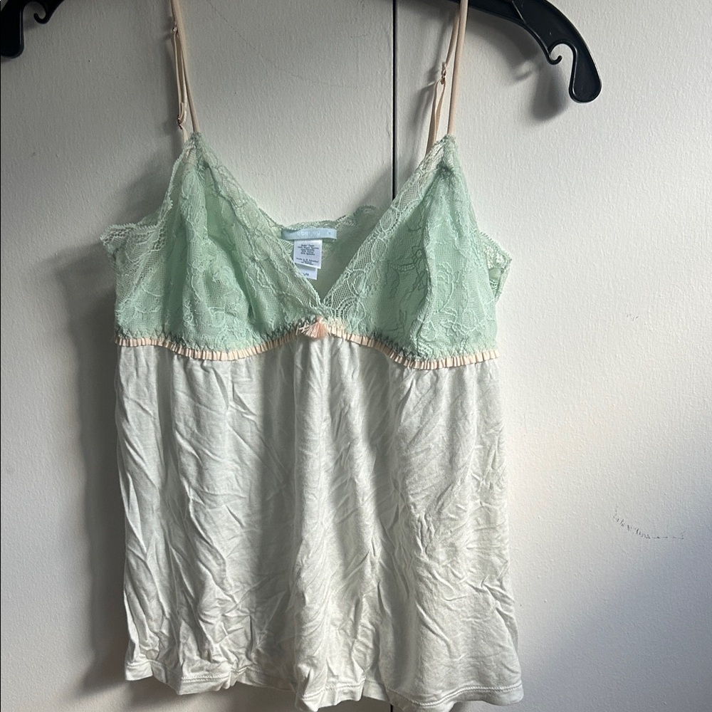 Eberjey Pastel Green and Pink Lace Camisole
